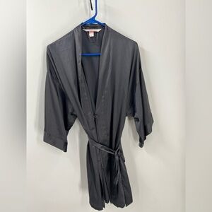 Victoria’s Secret angels vintage charcoal, gray short satin robe ML